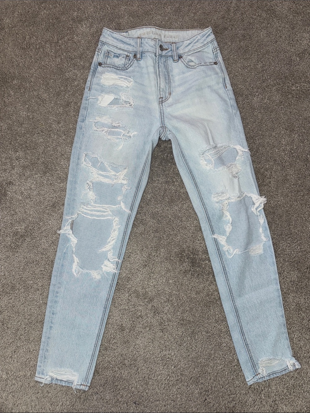 American Eagle Outfitters Light Blue Ripped High-Rise Jeans